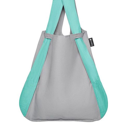 Bolsa-mochila plegable Menta y Gris en fomra de bolsa