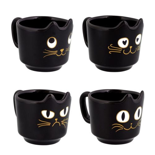 Tazas de gato negro para café apilables de Pylones