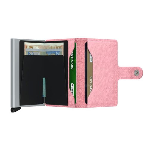 Cartera SECRID Miniwallet automática anticopia CRISPLE color pink abierta